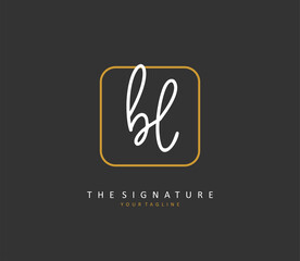 BL Initial letter handwriting and signature logo. A concept handwriting initial logo with template element.