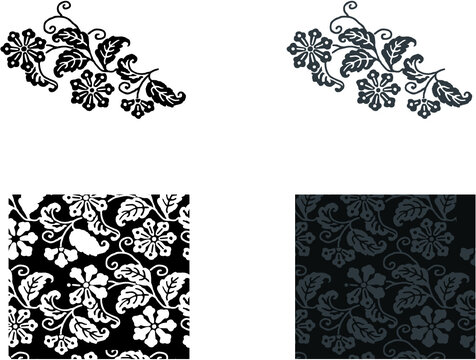 平安有職文様_丁子唐草（ちょうじからくさ）_タイル