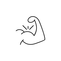 Body Building line icon. Logo single muscle. Thin outline flat style design in black. Gym concept. Creative strong muscular illustration for web, app, mobile, software, ui, ux. Vector EPS 10