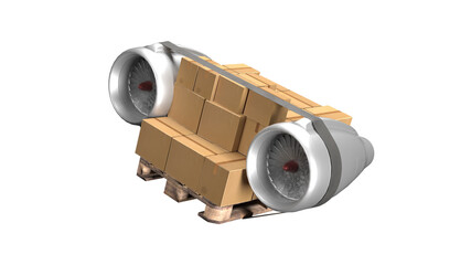 schnelle Paket Lieferung per Luftpost. Paket mit Raketenantrieb