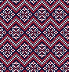 Red Christmas Fair Isle Seamless Pattern Background
