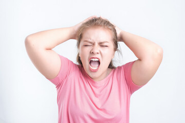 Portrait of women anxiety, stress and headaches