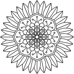 Simple Mandala Shape for Coloring. Vector Mandala. Floral. Flower. Oriental. Coloring Book Page. Outline.
