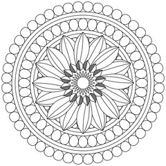 Simple Mandala Shape for Coloring. Vector Mandala. Floral. Flower. Oriental. Coloring Book Page. Outline.
