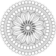 Simple Mandala Shape for Coloring. Vector Mandala. Floral. Flower. Oriental. Coloring Book Page. Outline.
