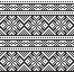Black and White Christmas Fair Isle Seamless Pattern Background