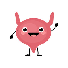 Happy smiling  cute bladder  organ character in a flat cartoon style.