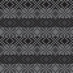 Black and White Christmas Fair Isle Seamless Pattern Background