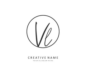 VL Initial letter handwriting and signature logo. A concept handwriting initial logo with template element.