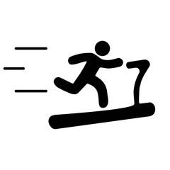 Treadmill linear icon in black. Thin line illustration. Exercise machine. Contour symbol. Isolated outline drawing. Man on treadmill sign. For web, ui, ux, dev, app, infographic. Vector EPS 10