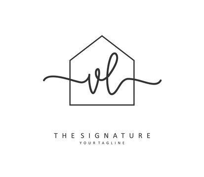 VL Initial letter handwriting and signature logo. A concept handwriting initial logo with template element.