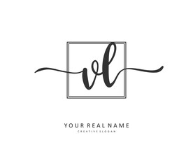 VL Initial letter handwriting and signature logo. A concept handwriting initial logo with template element.