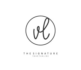 VL Initial letter handwriting and signature logo. A concept handwriting initial logo with template element.