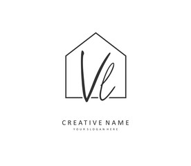 VL Initial letter handwriting and signature logo. A concept handwriting initial logo with template element.