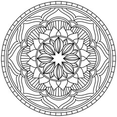 Obraz premium Beautiful Mandala Shape for Coloring. Vector Mandala. Christmas. Oriental. Book Page. Lines 