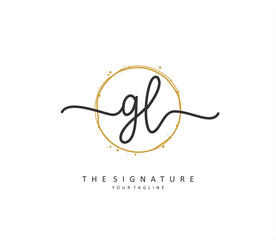 GL Initial letter handwriting and signature logo. A concept handwriting initial logo with template element.