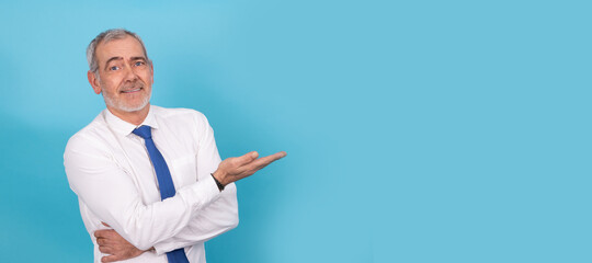 isolated business man pointing with tie