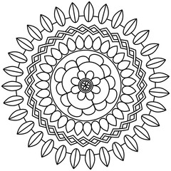 Simple Mandala Shape for Coloring. Vector Mandala. Circular. Flower. Oriental. Coloring Book Page. Outline.
