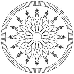Simple Mandala Shape for Coloring. Vector Mandala. Circular. Flower. Oriental. Coloring Book Page. Outline.
