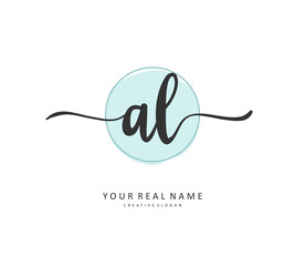 Obraz premium AL Initial letter handwriting and signature logo. A concept handwriting initial logo with template element.