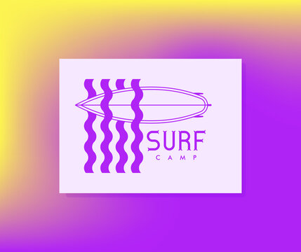 Vector surf sports camp lettering colorful poster