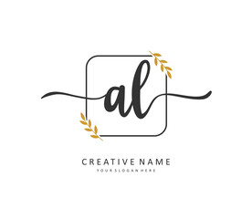 AL Initial letter handwriting and signature logo. A concept handwriting initial logo with template element.