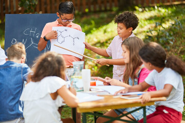 Children group study together in summer school