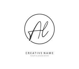 AL Initial letter handwriting and signature logo. A concept handwriting initial logo with template element.