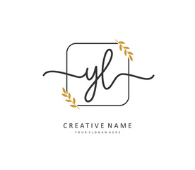 YL Initial letter handwriting and signature logo. A concept handwriting initial logo with template element.