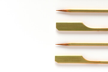 Bamboo skewers on white background.