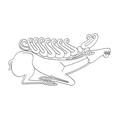 vector monochrome icon with ancient Scythian art. Plaque with animal motifs for your project