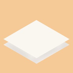 A piece of paper with shadow on the peach background.