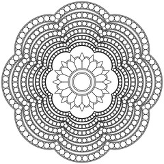 Beautiful Mandala Shape for Coloring. Vector Mandala. Oriental. Book Page. Lines
