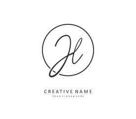 Obraz premium JL Initial letter handwriting and signature logo. A concept handwriting initial logo with template element.