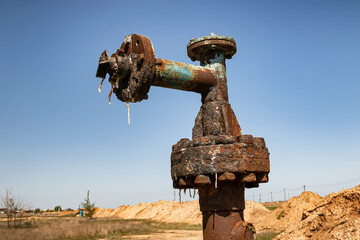 Old, rusty equipment at the brine mill