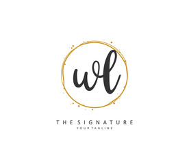 WL Initial letter handwriting and signature logo. A concept handwriting initial logo with template element.