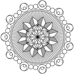 Simple Mandala Shape for Coloring. Vector Mandala. Floral. Flower. Oriental. Coloring Book Page. Outline.
