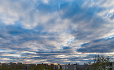 Sunset over city