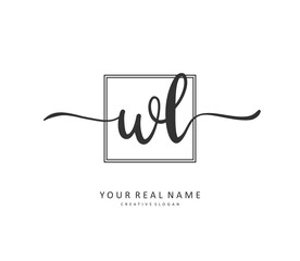 WL Initial letter handwriting and signature logo. A concept handwriting initial logo with template element.