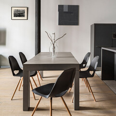 Modern dining table with new chairs