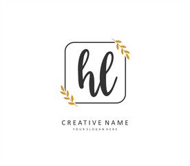 HL Initial letter handwriting and signature logo. A concept handwriting initial logo with template element.
