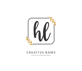 Obraz premium HL Initial letter handwriting and signature logo. A concept handwriting initial logo with template element.