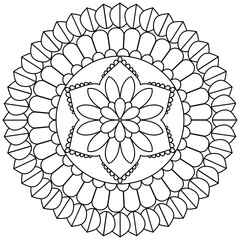 Simple Mandala Shape for Coloring. Vector Mandala. Floral. Flower. Oriental. Coloring Book Page. Outline.
