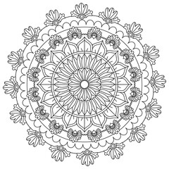 Fototapeta premium Simple Mandala Shape for Coloring. Vector Mandala. Floral. Flower. Oriental. Coloring Book Page. Outline. 