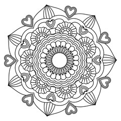 Simple Mandala Shape for Coloring. Vector Mandala. Floral. Flower. Oriental. Coloring Book Page. Outline.
