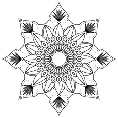 Simple Mandala Shape for Coloring. Vector Mandala. Floral. Flower. Oriental. Coloring Book Page. Outline.
