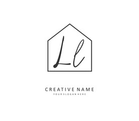 LL Initial letter handwriting and signature logo. A concept handwriting initial logo with template element.