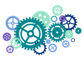 Gear set compilation vector illustration. Teamwork concept.