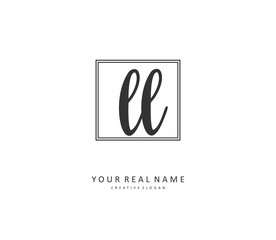 LL Initial letter handwriting and signature logo. A concept handwriting initial logo with template element.