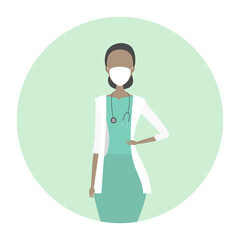 African woman physician. Medical doctor.  Vector illustration.